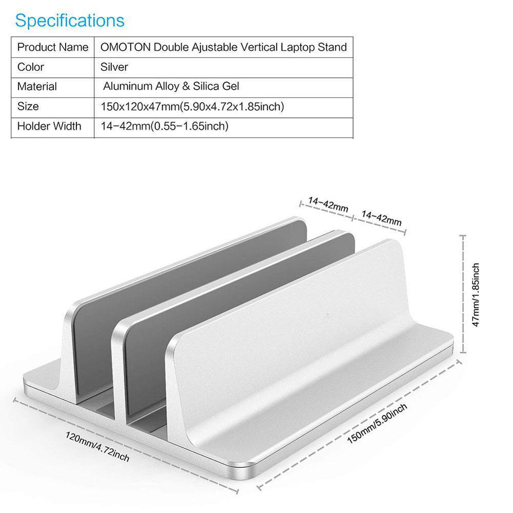 Augustina Stand Laptop Untuk Komputer 17.3 inch Base Holder Dual Slot Notebook Mount Aluminium alloy Tablet PC Stand