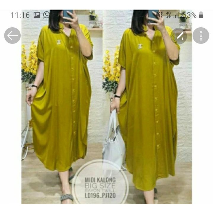 MIDI KALONG BIGSIZE LD 160 KANCING AKTIF BAHAN TEBAL KUALITAS GRADE A TIDAK NERAWANG