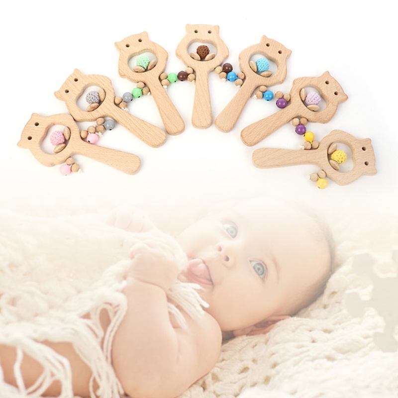 Mary Mainan Teether Bayi Bentuk Burung Hantu Bahan Kayu