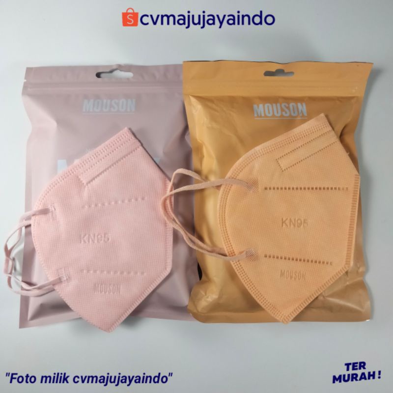 Masker Kn95 Mouson warna Natural Orange Peach Pink isi 10