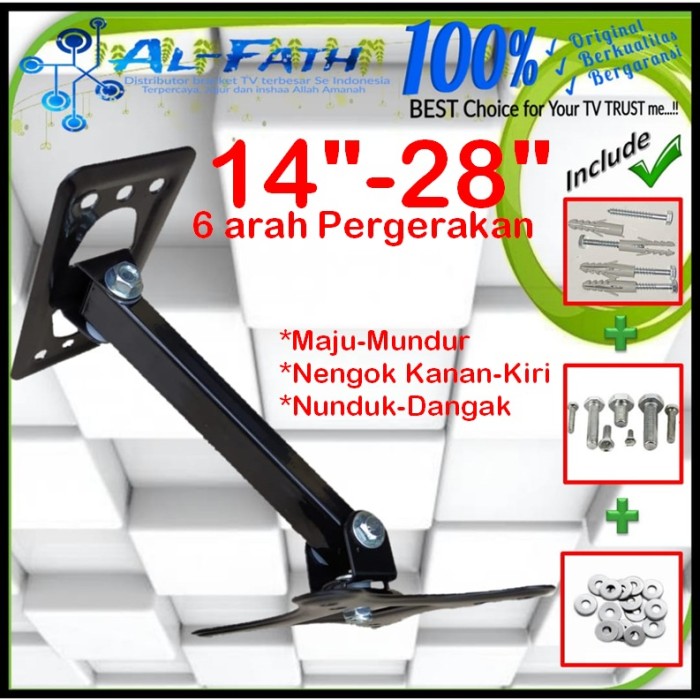 Bracket Tv Monitor Lengan 14&quot; s/d 28&quot; 6 arah Fleksible CP.SWKNM-006