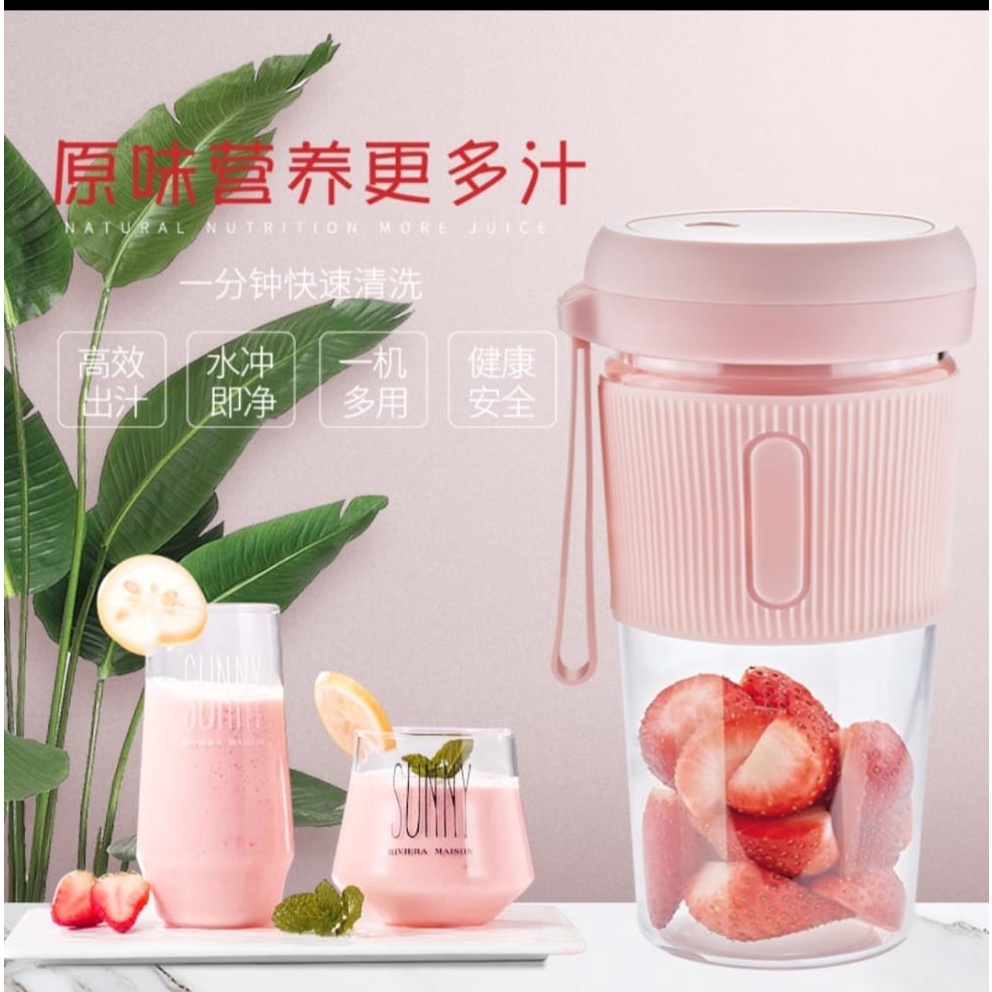 Ready -Mini Portable Juicer Cup  300ML Rechargerable -  Blender Jus buah Portable 4 Mata Pisau