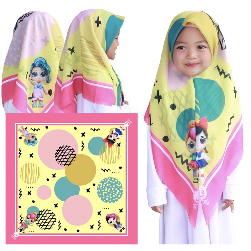 VOAL PRINTING MOTIF LOL3D ABSTRACK / HIJAB ANAK KARAKTER LOL / JILBAB ANAK LUCU