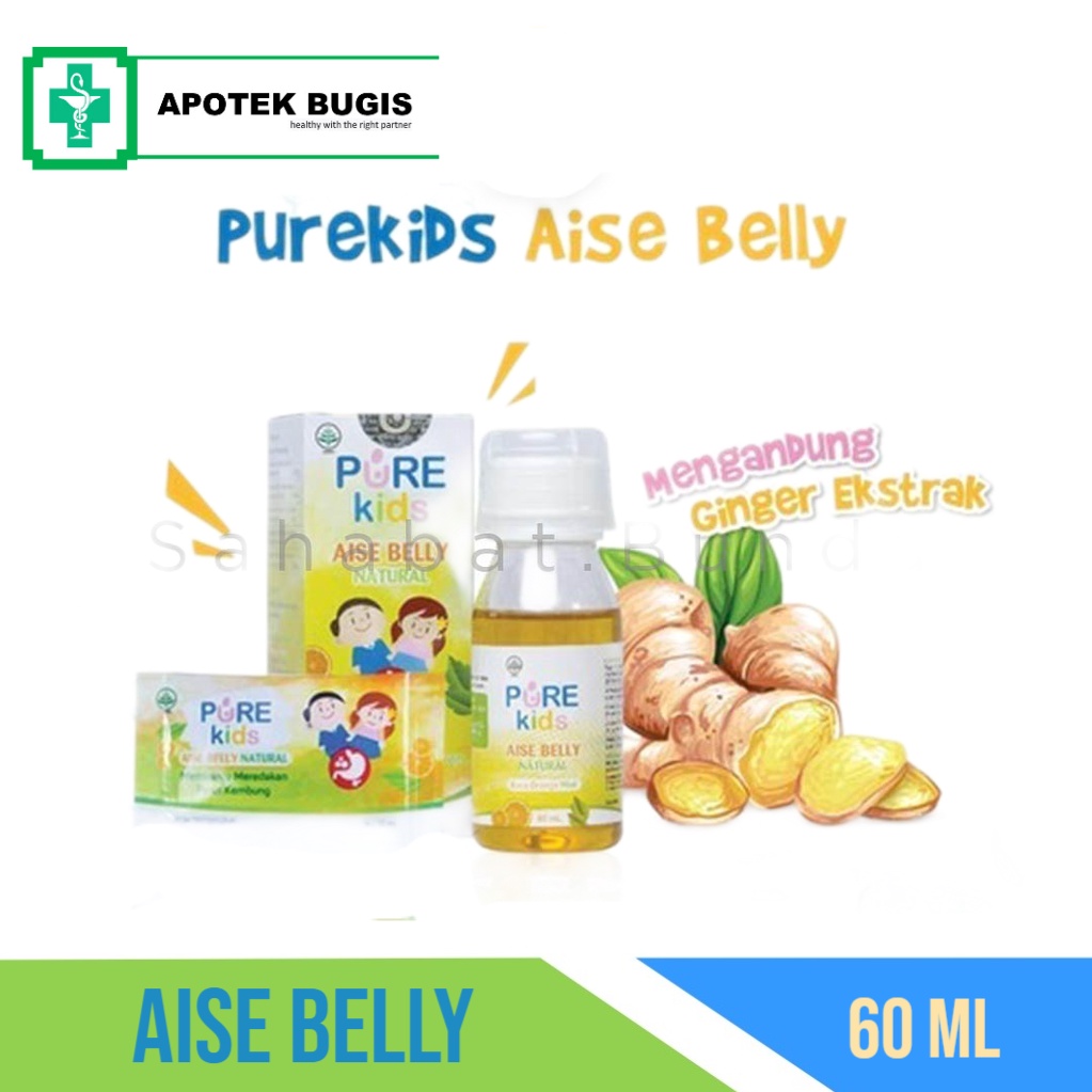 Pure Kids Aise Belly Natural | Sirup botol | sachet Herbal Pereda Perut Kembung |60 ml