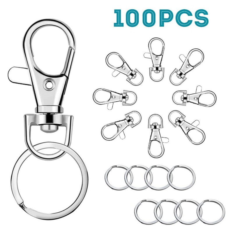 SIY  100Pcs Alloy Lobster Clasps Hooks with Jump Rings DIY Jewelry Making Keychain