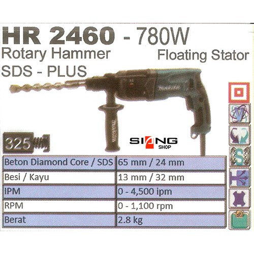 Makita HR 2460 / HR2460 Mesin Bor Rotary Hammer