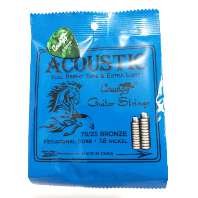 Senar Gitar Cowboy Akustik 0,10 Original Import Bonus Pick