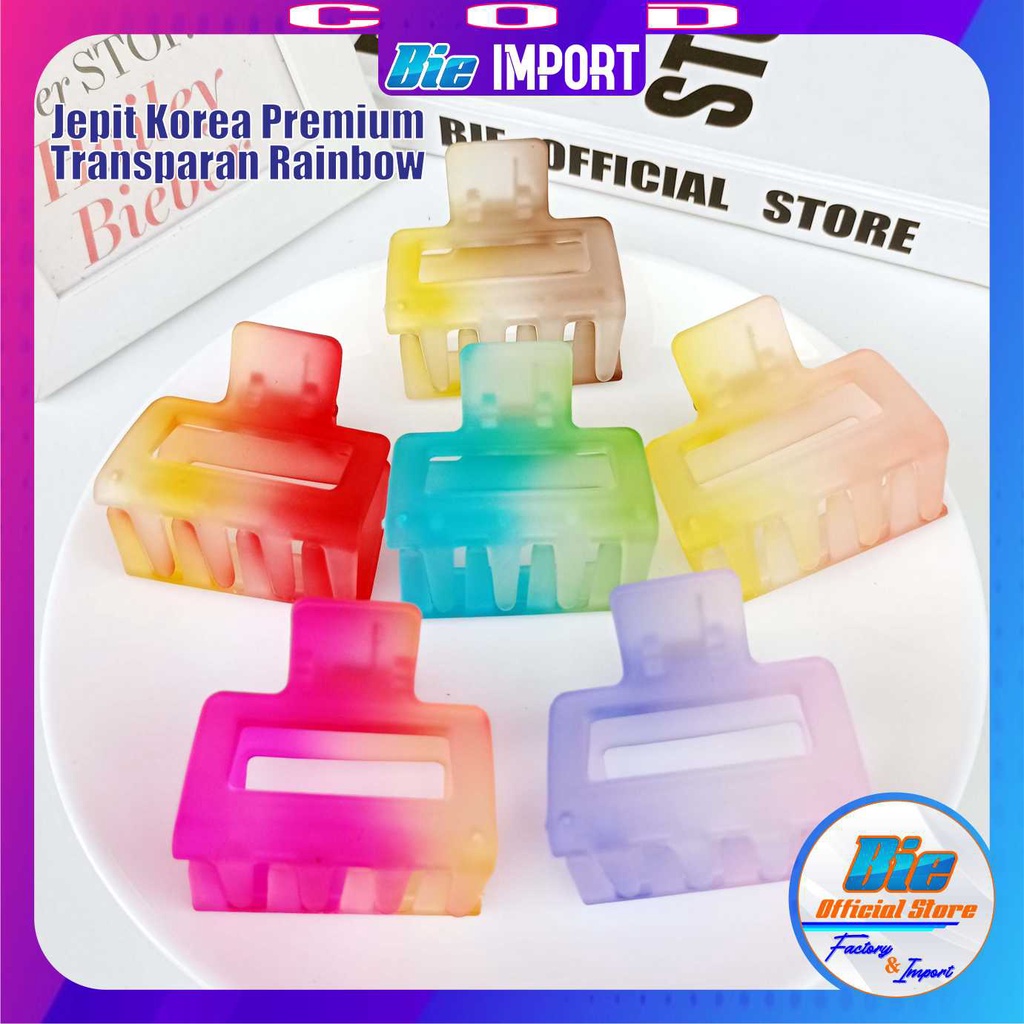 Jepit Rambut Korea Transparan Doff Rainbow Premium Impor Best Seller