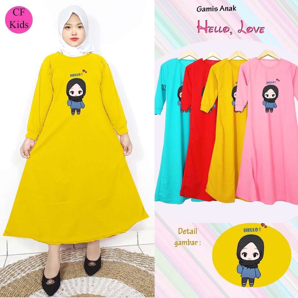 CF Kids Gamis Anak Perempuan Print DTF Hello Friends
