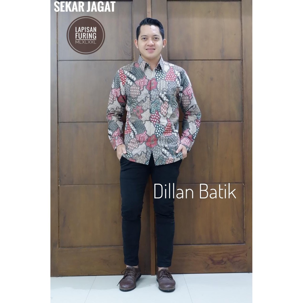 SEKAR JAGAT DILLAN KEMEJA BAJU BATIK PRIA SOLO LENGAN PANJANG PENDEK LAPIS FURING ATASAN BATIK PREMIUM MODERN KATUN HALUS KERTAJAYA SURYA BRATA ADITYA PARANG MAHKOTA BIRU DONGKER AHY GOLD AMARTA ANGGADA ANTASENA ARJUNA BARATAYUDA BASUDEWA BOKOR GRANITAN