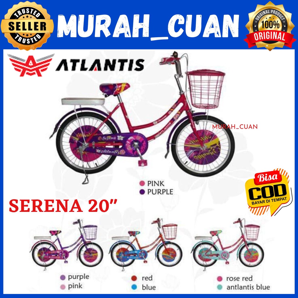 Sepeda Mini Keranjang 20 inch Serena Atlantis city bike Sepeda Anak Perempuan Sepeda Mini Atlantis Sepeda Keranjang Anak Perempuan