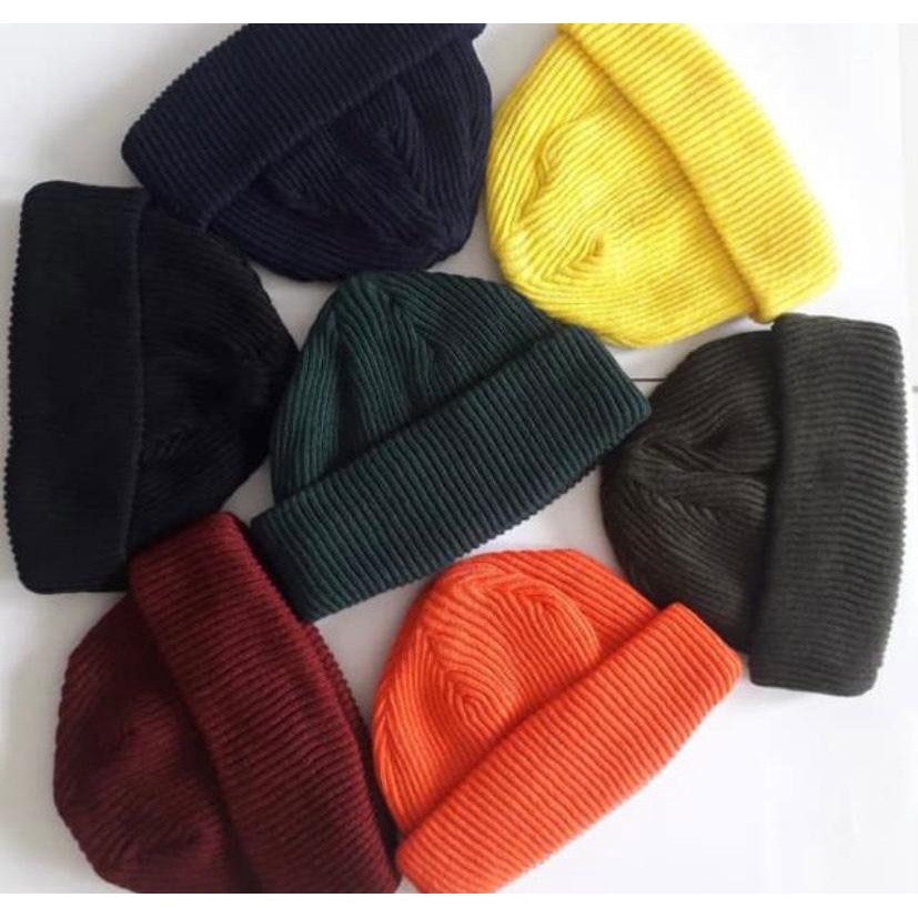 Topi kupluk,short beanie hat skate series beani polos model pendekkupluk rajut dewasa