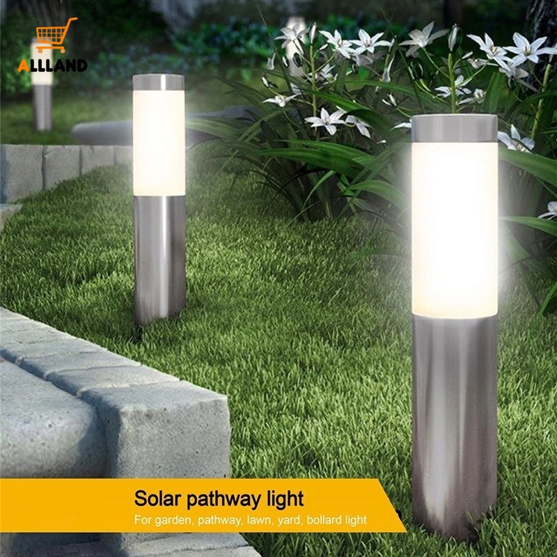 Lampu Taman Tenaga Surya Bentuk Silinder Bahan Stainless Steel Tahan Air