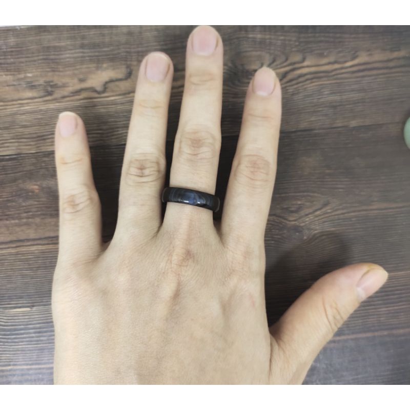 Fifi Fashion Cincin Pria dan Wanita Batu Giok Kesehatan Natural Asli Model Keren