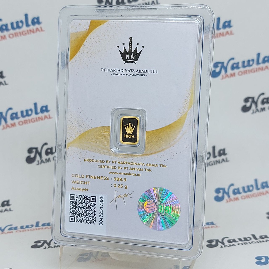 Antam 0.25 gram Micro Gold Premium Emas Murni 24 Karat Hartadinata x Antam Logam Mulia Emaskita