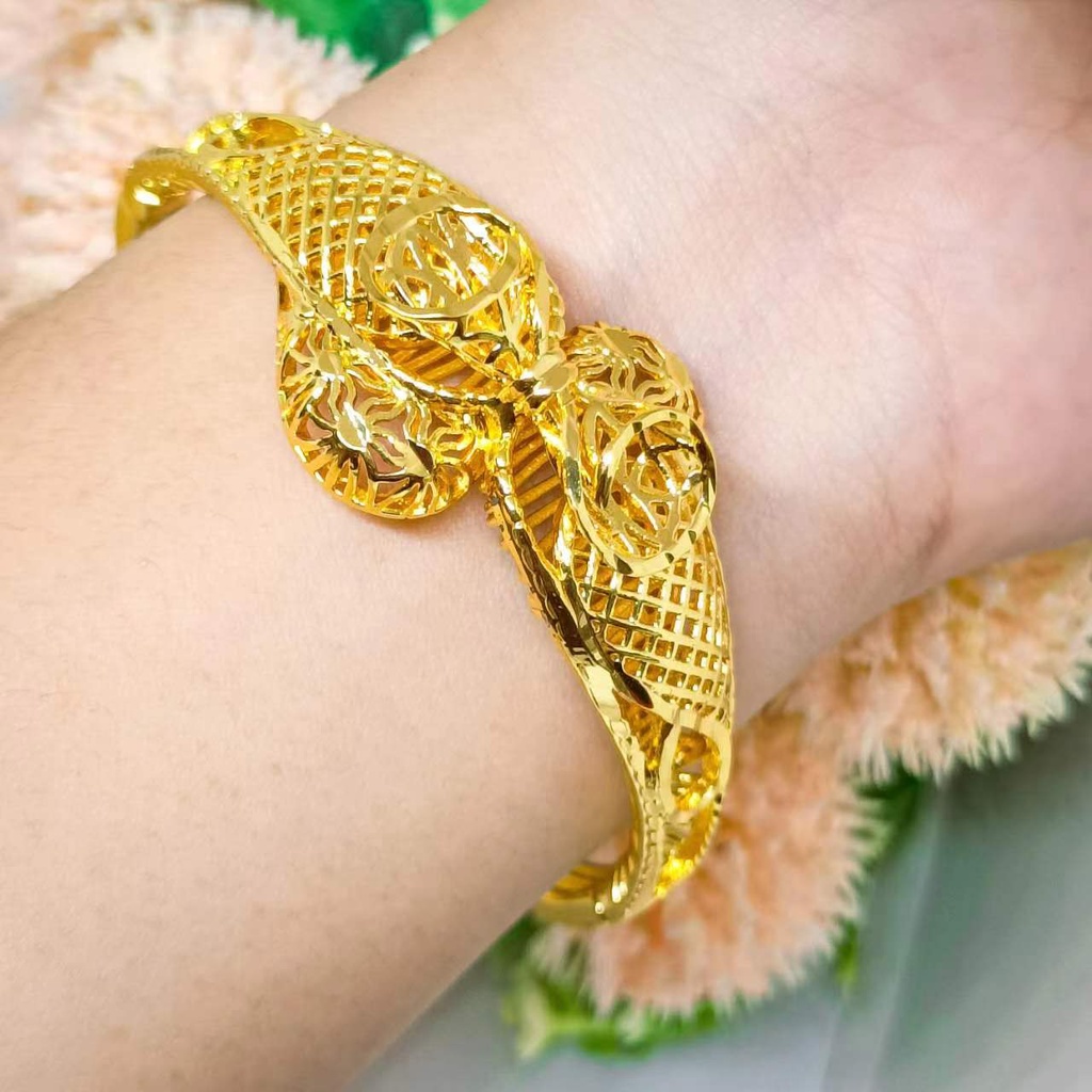 Gelang Kendari Wanita Motif Bunga Perhiasan Dubai Lapis Emas 24K Gold Fashion Xuping