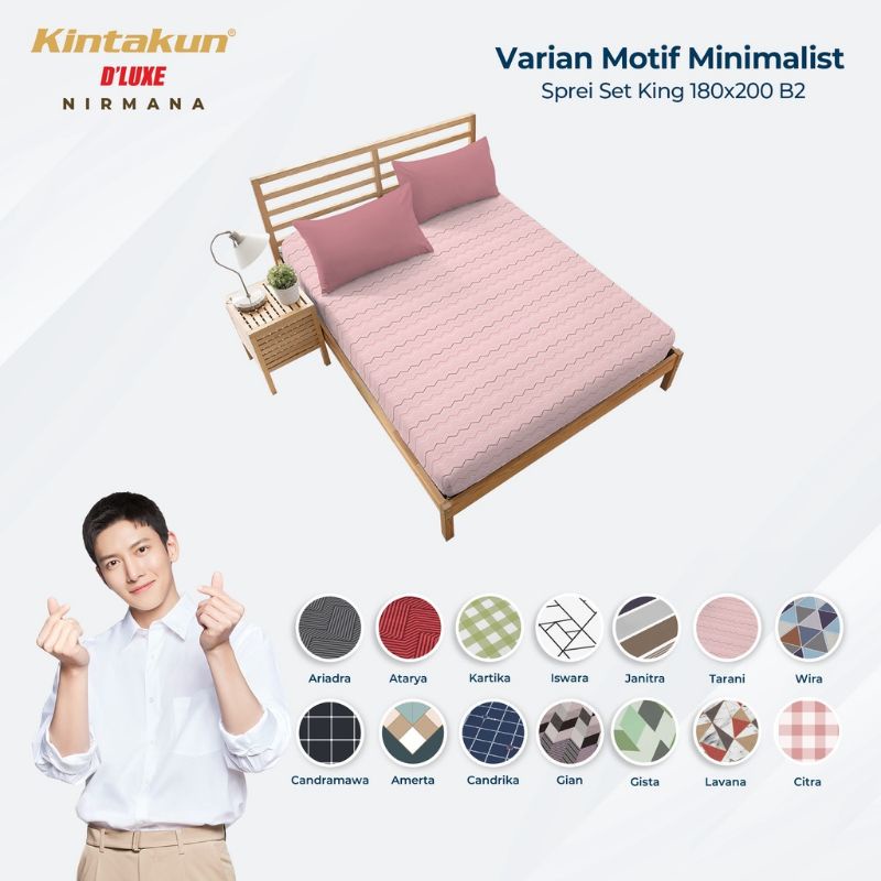 Sprei Kintakun D'luxe King 180x200 cm Minimalis Collection Ausie Nikita Isaac Abel Albany Felice Bre