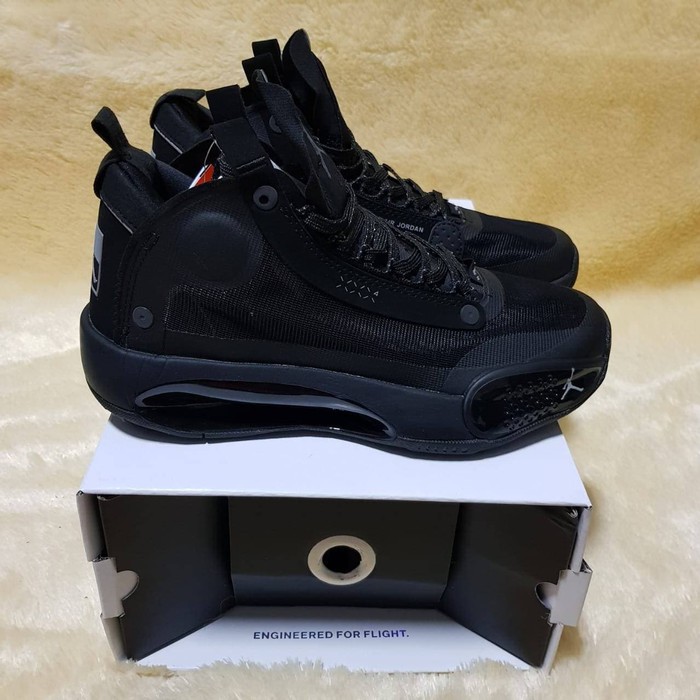 Sepatu Air Jordan 34 Full Black Cat Sport Import Original Running Terbaru