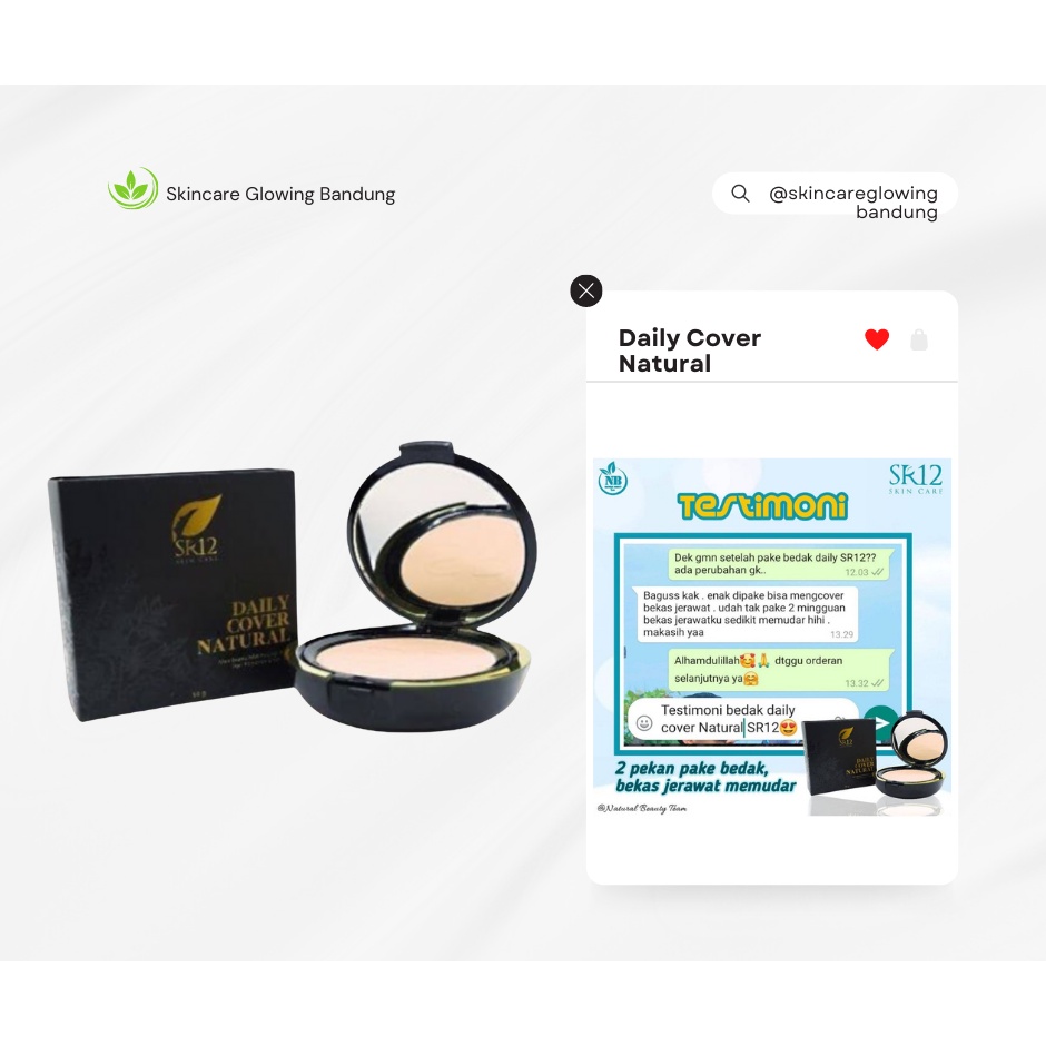 Daily Cover Natural SR12 Bedak Padat Pelindung Wajah Dari Sinar Matahari Compact Powder Anti Luntur Waterproof Tahan Lama Ringan Dipakai Glowing Sempurna