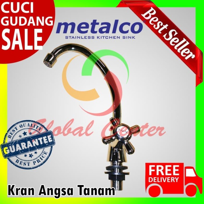 T.Lillie - Paket Wastafel Bak Cuci Piring Metalco Ms 36-18 Set Kran Tanam Promo