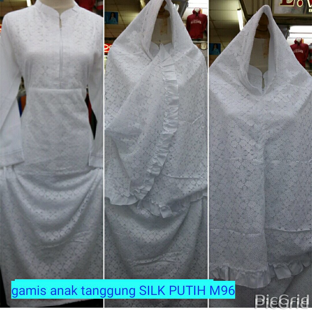 TERLARIS Gamis Tanggung Silk Putih muslimah