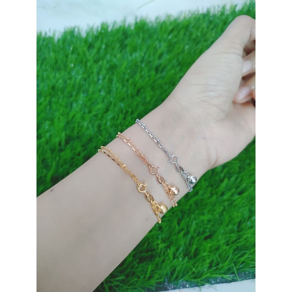 GELANG PERAK ASLI SILVER 925 LAPIS EMAS/GELANG TANGAN RANTAI JEDAR KOMBI RANTAI PAPERCLIP+1BEL/ASLI SILVER/FASHION WANITA TERBARU