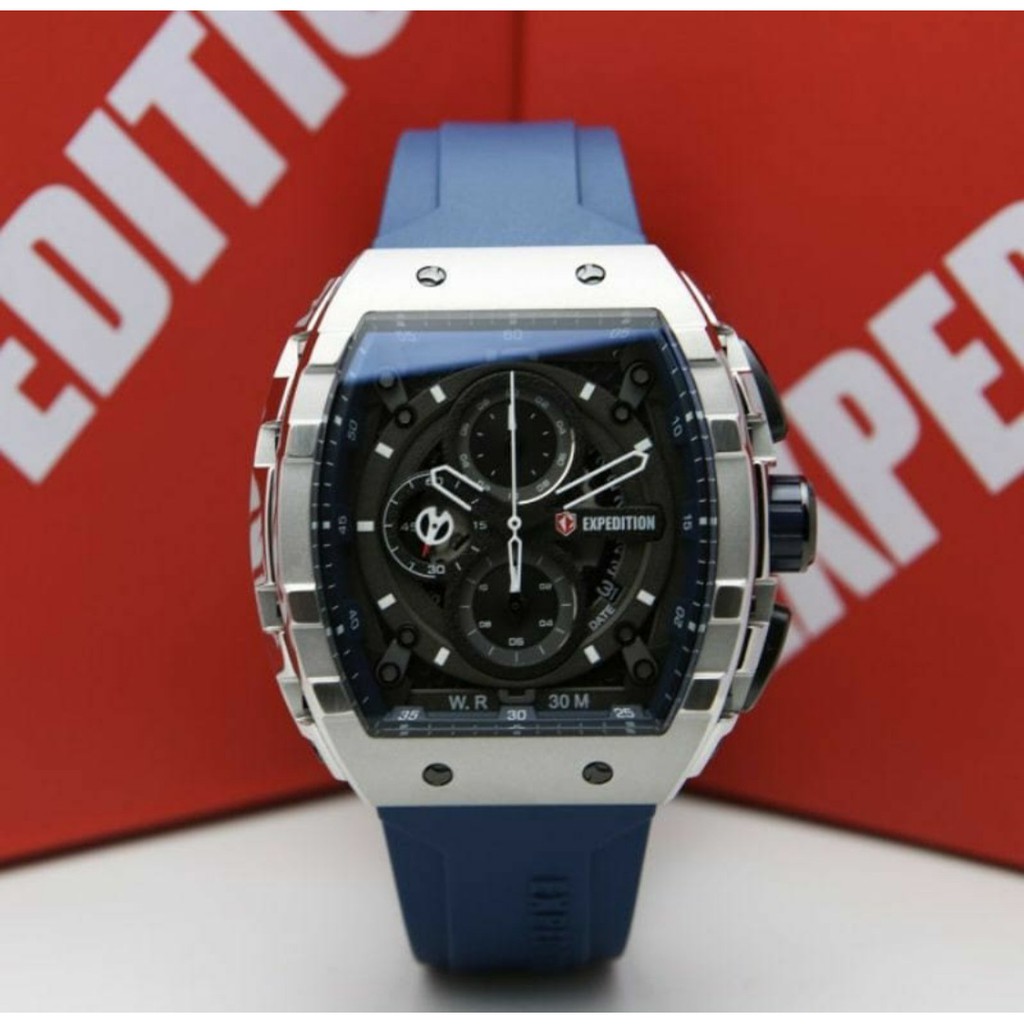 Expedition E 6782 Silver blue Jam Tangan Pria Oroginal
