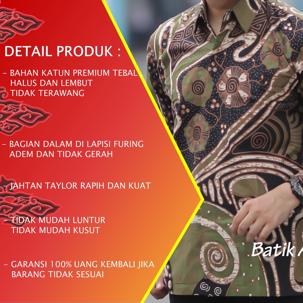 Baju Kemeja Batik Pria Cowok Lengan Panjang Regular Atasan Batik Premium Pria Cowo Prabuseno Kondangan Couple Pasangan Batik Pekalongan Anak Laki Laki Kekinian Original Modern Seragam Kantor Jumbo PCW 079