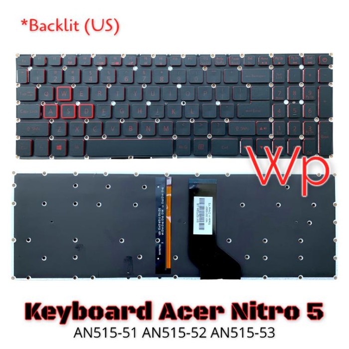 Keyboard Laptop Acer Nitro 5 N515-51 N17c1 AN515-52 AN515-53 Series