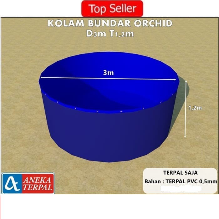 Kolam Terpal Bundar PVC Semikaret Diameter 3 M Tinggi 1.2 M
