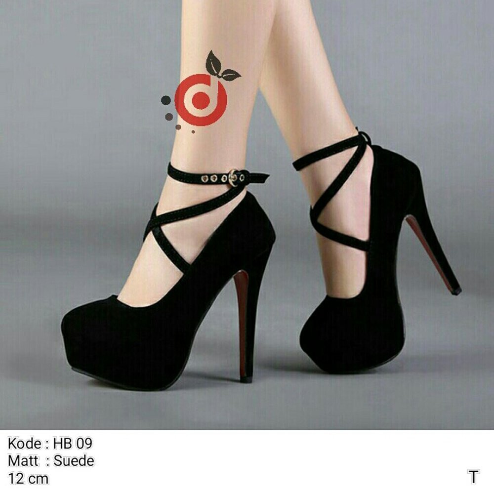 Dijual B HB 09   HITAM   HEELS   12 CM Murah
