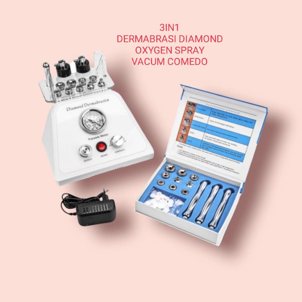 Alat dermabrasi 3 in 1 penyedot komedo oxygen spray microdermabrasion diamond peeling vacum komedo