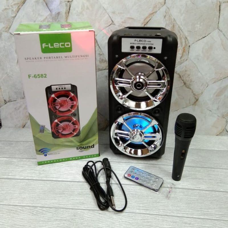 Speaker Bluetooth Karaoke Fleco F 6581/F 6582 Free Mic+Remote