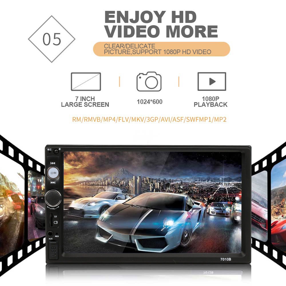 Head Unit DHD 7010B Radio Mobil HD Mirrorlink Mobil MP5 Multimedia Player Layar Sentuh Stereo HD dengan tv Dukungan Bluetooth Radio FM/USB/kartu TF Fungsi Mirrorlink Full Touch Screen