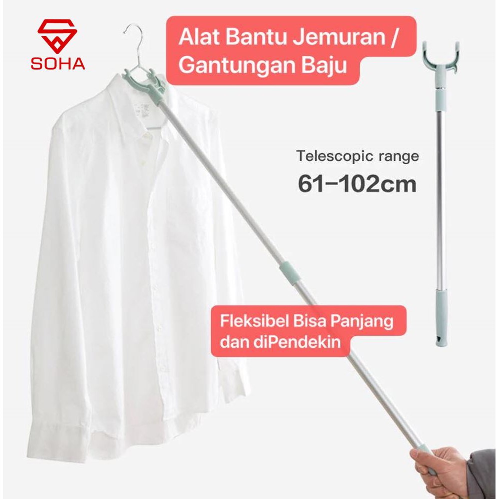 PCK-06 Alat Bantu Jemur Baju Pick Up Tool Tongkat Kait Jemuran / Gantungan Baju Bisa di Panjangin