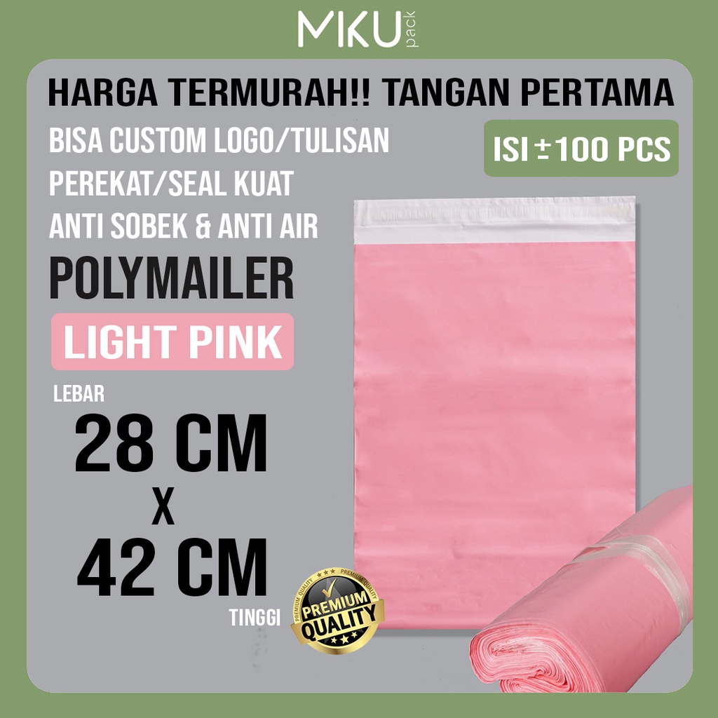 

SLM7 28x42CM AMPLOP PLASTIK POLYMAILER KANTONG PLASTIK POLYBAG AMPLOP PACKING - PINK MUDA