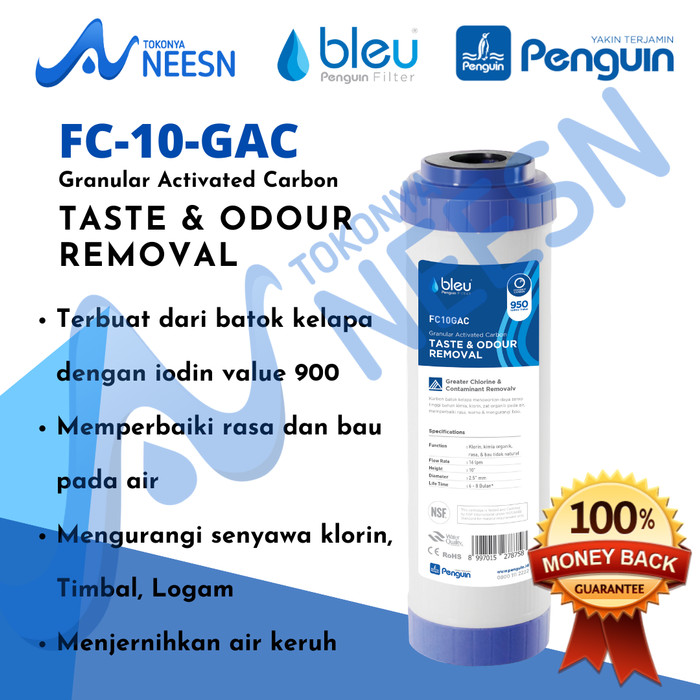 Paket Filter Air sumur/tandon/toren penguin 10 inch PP + GAC pro