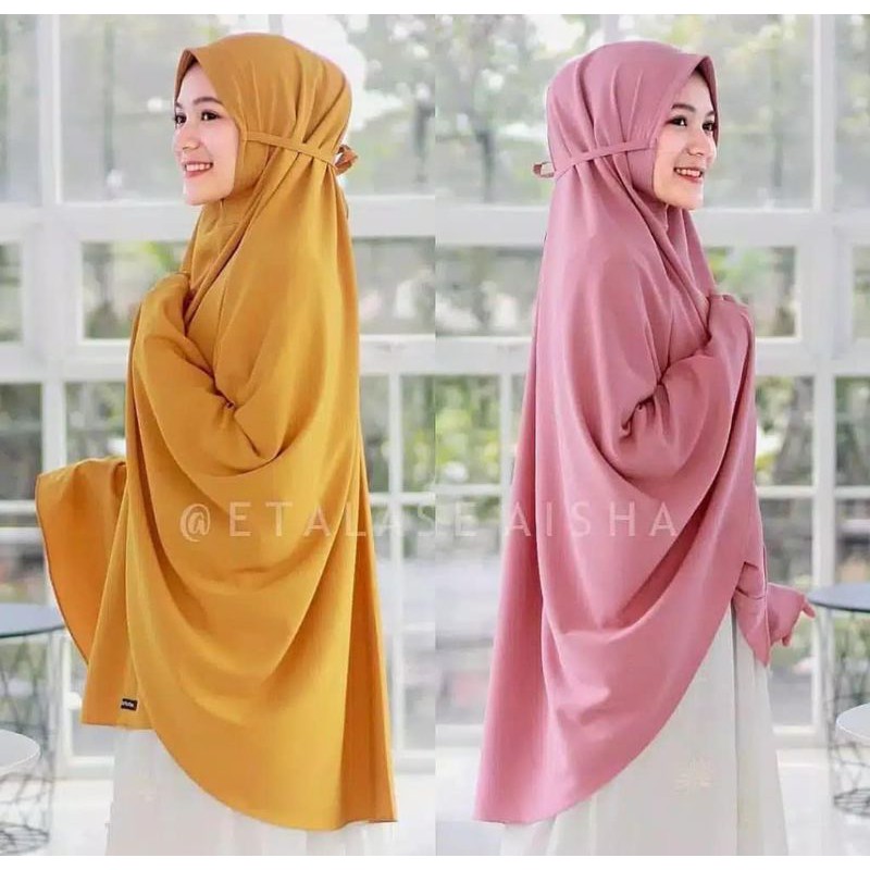 Hijab Bergo Maryam Jumbo XXXL // Maryam Jumbo Wolfis Khimar Nonpet Tali Jumbo Wolfis