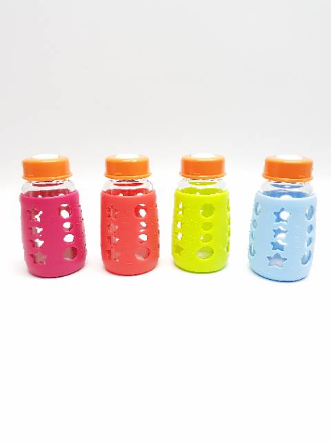 Botol Asi 150ml Kaca +   Pengaman Botol Silicone Cover Y1 / botol kaca orange dengan pengaman botol anti pecah silicone