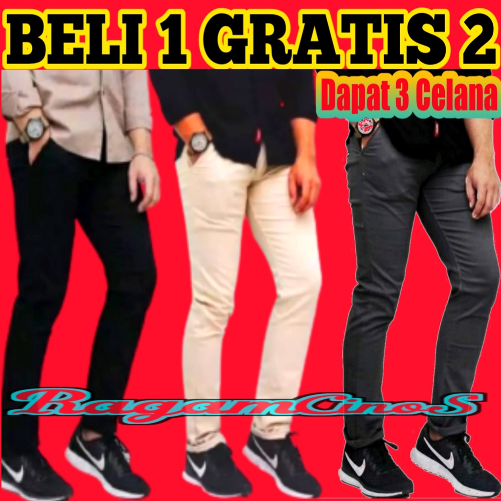 PROMO 1 KALI ORDER DAPAT 3 WARNA CELANA CHINOS PANJANG CELANA KEREN BISA COD