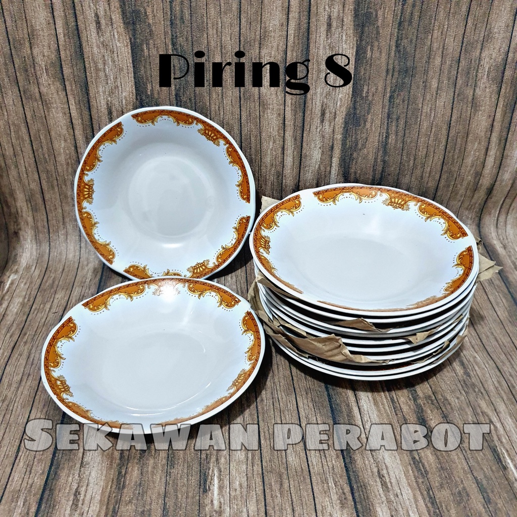 LILIA 8 INCH PIRING MAKAN MAHKOTA COKLAT PIRING KERAMIK BATIK
