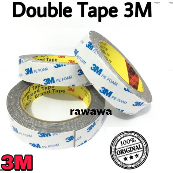 Double Doble tape 3M PUTIH 2 cm x 4 meter Isolasi Perekat Lem bolak balik dobel tip