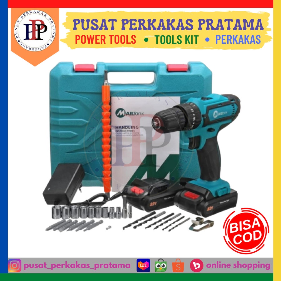 MESIN BOR BATRAI 32V SH 190 MAILTANK / CORDLESS DRILL mailtank 32V