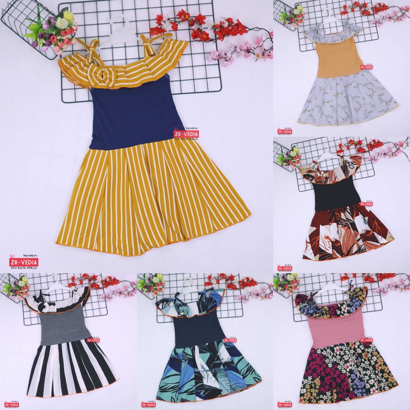 Dress Moza uk 1-2 Tahun / Dres Kensi Tanktop Baju Anak Perempuan Cewek Gaun Import Adem Murah