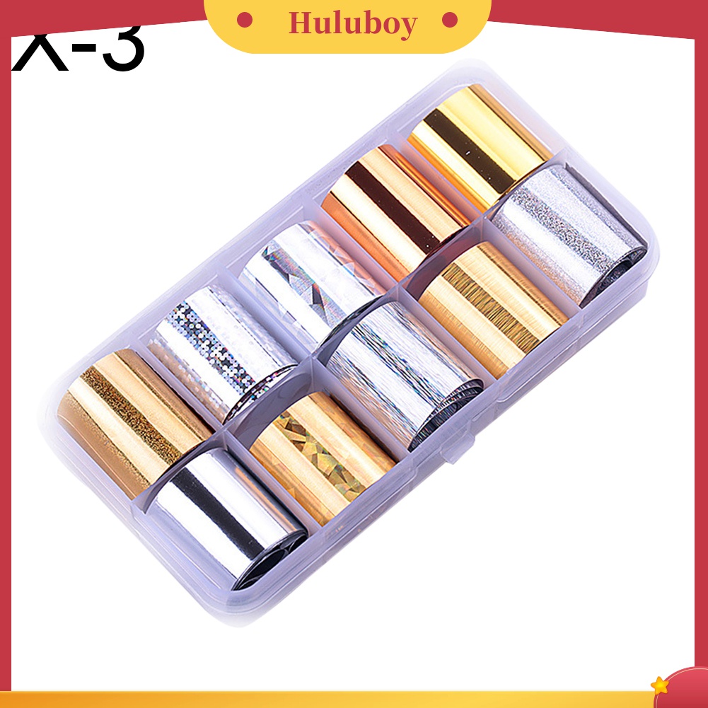 Huluboy Huluboy♡ 10 Rol / Set Stiker Foil Glitter Laser Untuk Dekorasi Manicure DIY