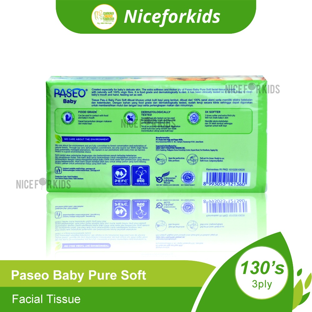 Paseo Baby Pure Soft Facial Tissue 130's / Tisu Wajah / Tisu Paseo