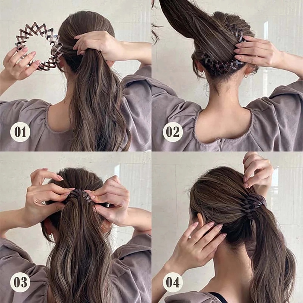 Rambut Tetap Gaya Rambut Styling Rambut Ikat Rambut Ponytail Gesper Pemegang Cakar Lady Gadis Retro Leopard Bud Ball Hair Ring Scalable Shrinkable Hairpin