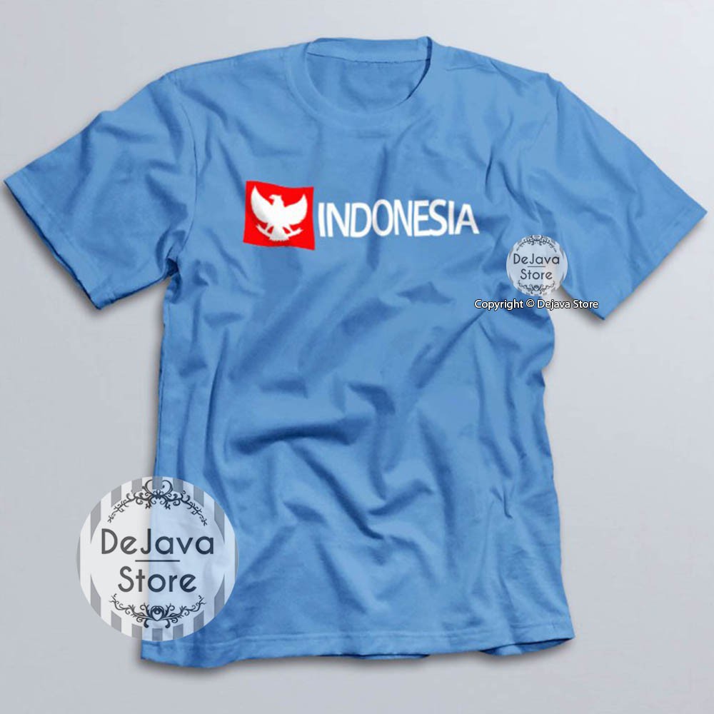 Kaos Distro Indonesia Garuda Logo Baju Kemerdekaan Agustus Cotton Combed 30s Unisex Premium | 1624-BIRU MUDA