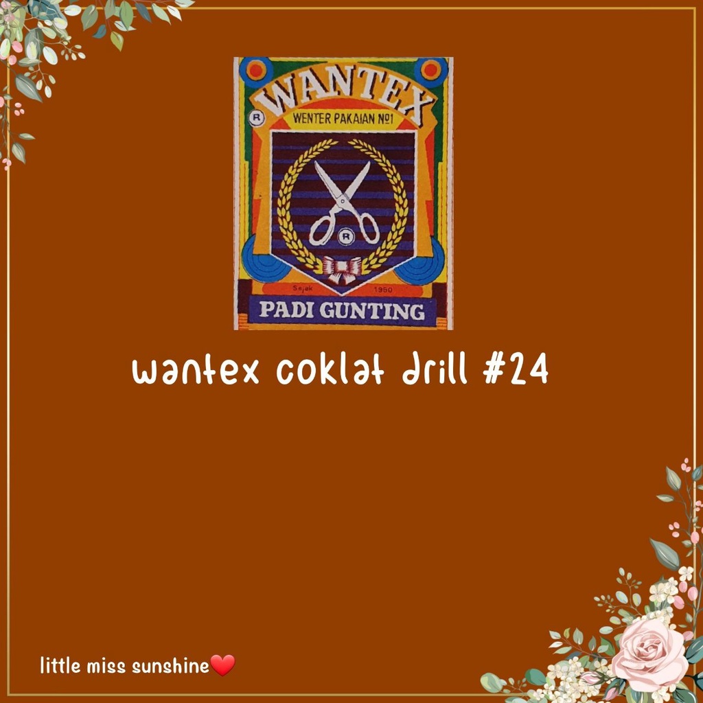 WANTEX WARNA COKLAT DRILL 24 Wenter Padi Gunting Pewarna Tie Dye Baju Sumbo Sumba Kain Cotton Satuan Ecer Grosir Jumputan Ikat Art Celup Wantek Pakaian Warna Baru Murah Bagus Kualitas DYE TIE Baik Quality Malang Lancar Grosir Partai Little Miss Sunshine