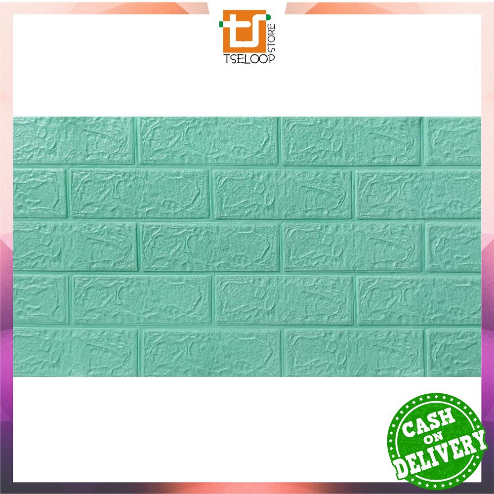 OFM-C206 Wallpaper Dinding Foam 3D Kecil Motif Batu Bata / Walpaper Stiker Dinding Dekorasi Kamar-Batu Bata HIJAU MUDA